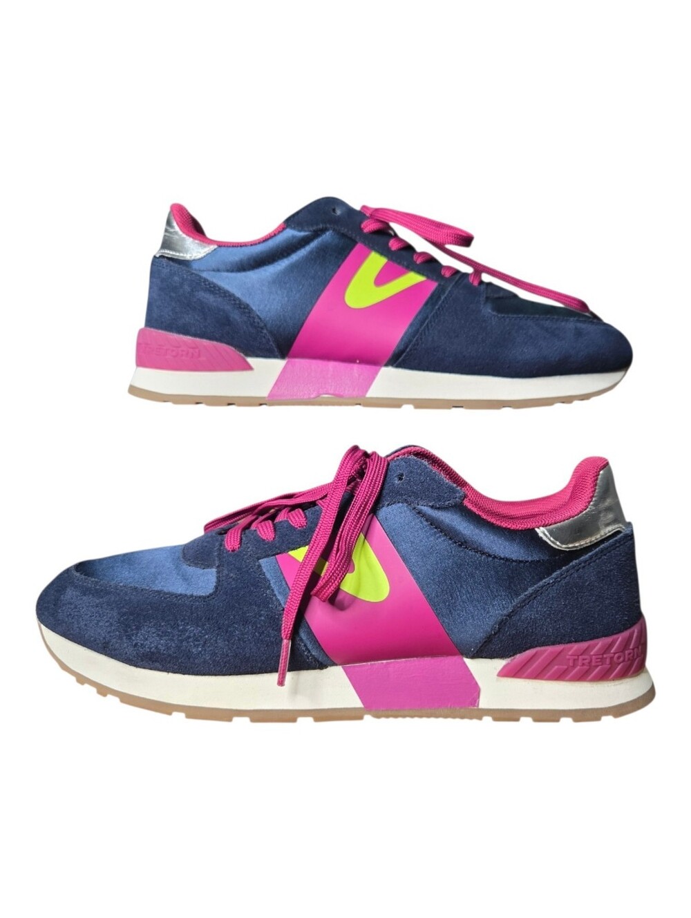 Tretorn Womens Navy Blue Berry Pink Retro 90s Colorblock Suede Loyola Sneakers 9